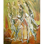 TABLEAU VOLÉ - ACROBATES - 60 cm x 73 cm - Acrylique et huile sur toile 1987 - Peinture de Michel BECKER